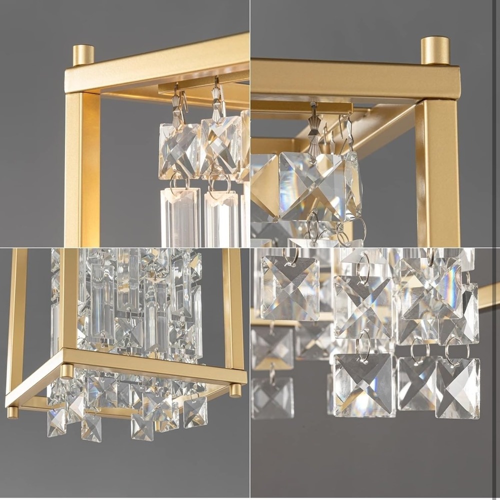 Modern Gold Crystal Chandelier Pendant Light Adjustable Height for Kitchen Bar - Picture 6 of 7